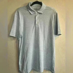 Champion Golf Polo Shirt Men M Gray Striped Duo Dry Golfer Short Sleeve Golfing